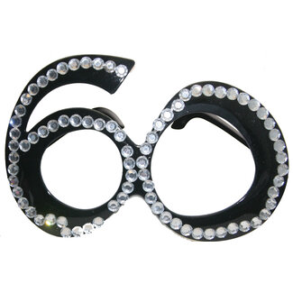 Folat 60 Jaar Zwarte Bril Diamantframe