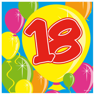 Folat Servetten 18 Jaar Balloons 25x25cm - 20 stuks