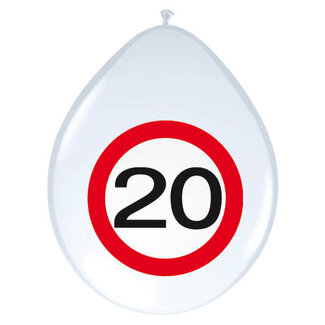 Folat 20 Jaar Verkeersbord Ballonnen - 8 stuks