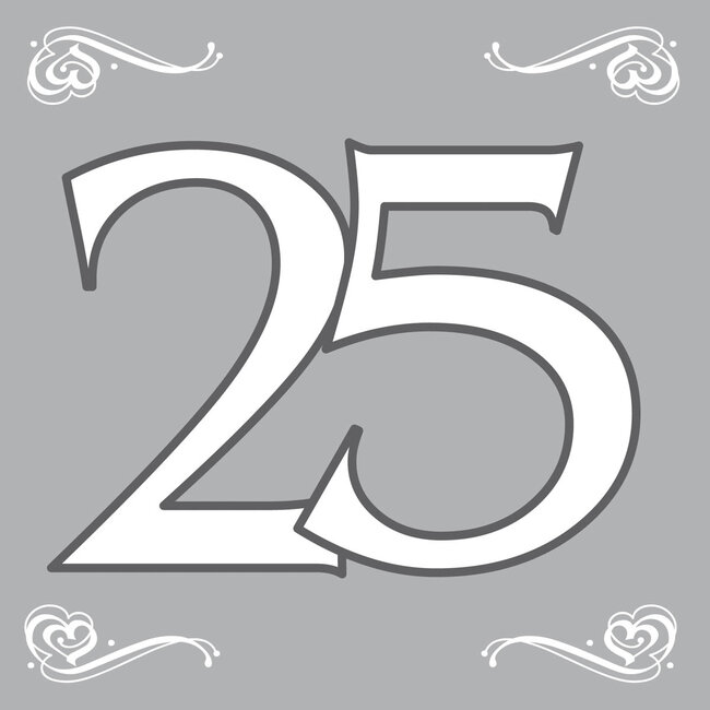 25 Jaar Zilveren Servetten 33x33cm - 20 stuks