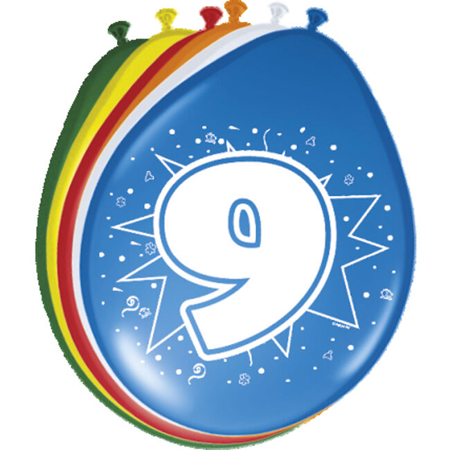 9 Jaar Ballonnen 30cm - 8 stuks