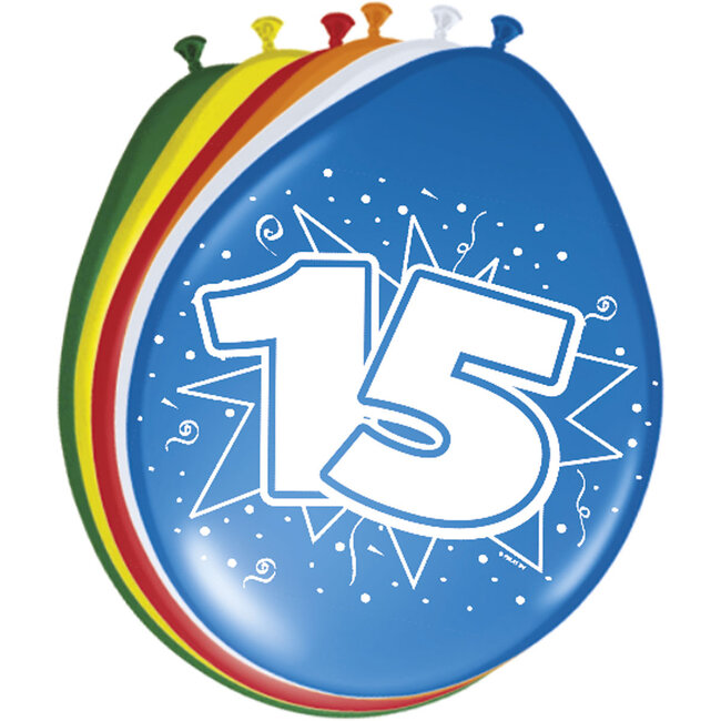 15 Jaar Ballonnen 30cm 8 stuks