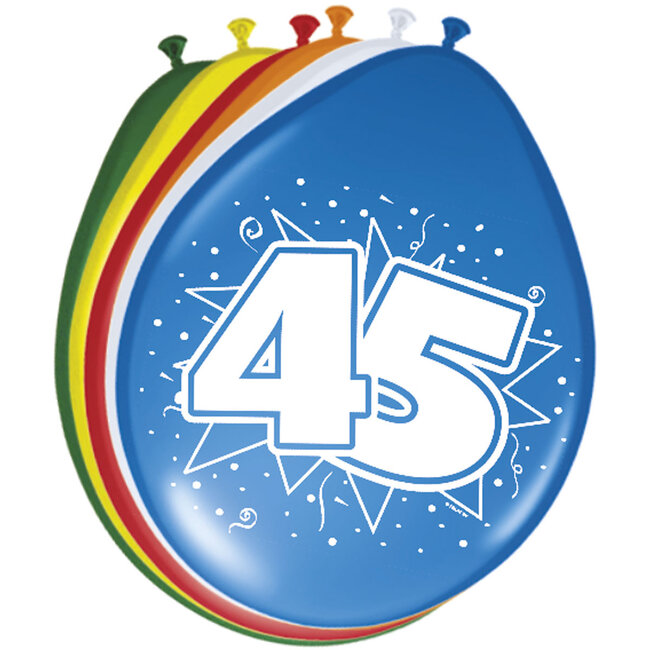 45 Jaar Ballonnen 30cm - 8 stuks