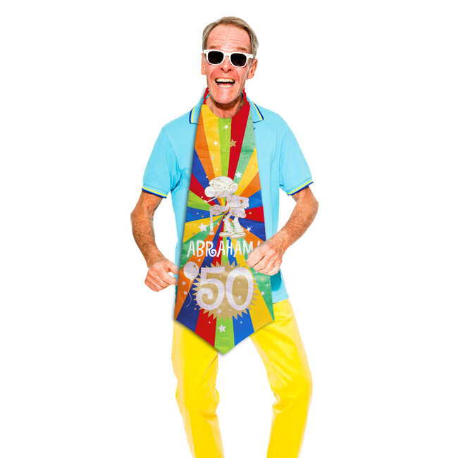 50 Jaar Abraham Knalfeest Stropdas XXL