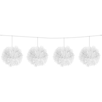 Folat Pompom slinger wit 12cm/ 3 meter