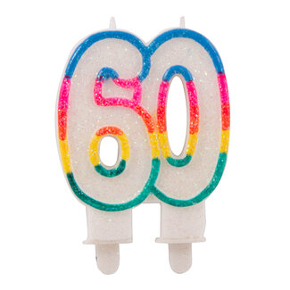 Folat 60 Jaar Glitterkaarsjes met 2 houders