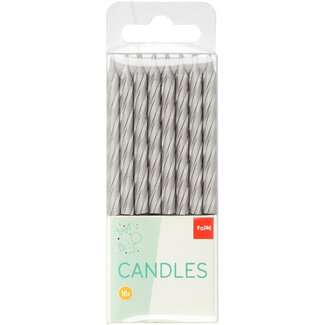Folat Zilveren kaarsjes - 16 stuks en 16 houders - 6 cm