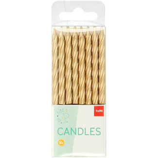 Folat Gouden kaarsjes met houder - 16 stuks - 6 cm
