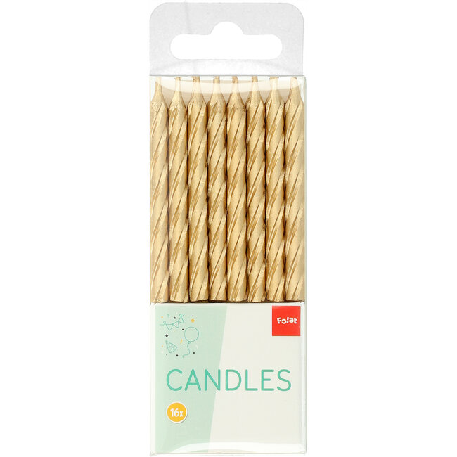 Gouden kaarsjes met houder - 16 stuks - 6 cm