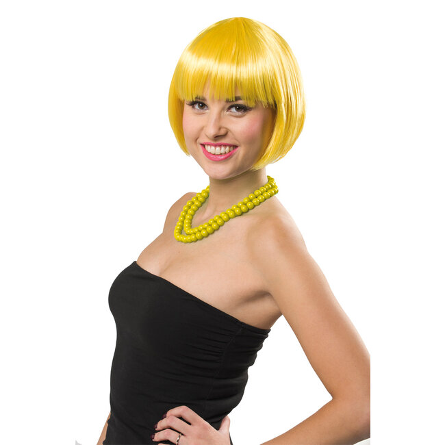 Bob pruik neon geel
