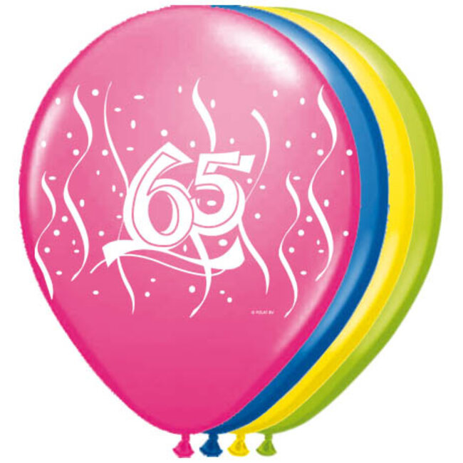 65 Jaar Ballonnen Swirls 30cm - 8 stuks