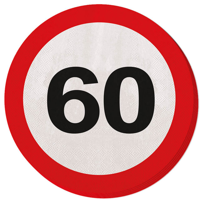 60 jaar verkeersbord servetten - 20 stuks