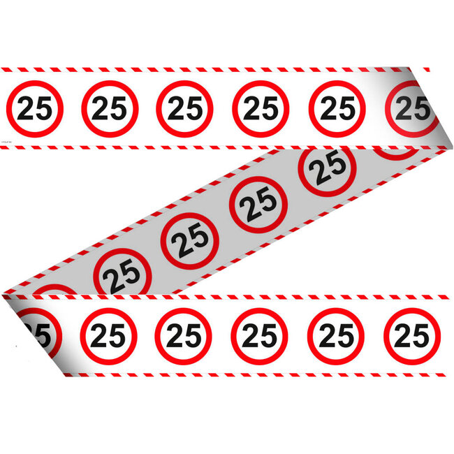 25 Jaar Verkeersbord Afzetlint - 15 meter