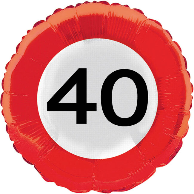 40 jaar verkeersbord folieballon - 45 cm