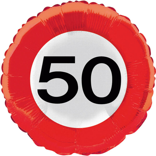 50 jaar verkeersbord folieballon - 45 cm