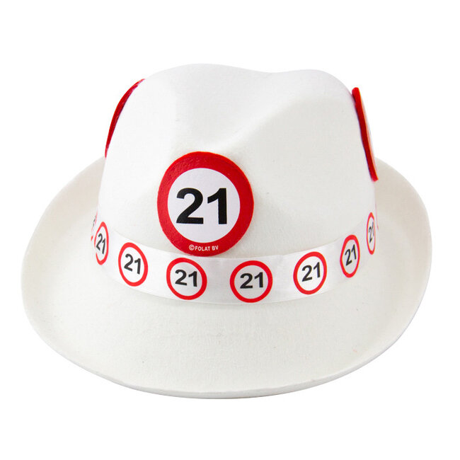 21 Jaar Verkeersbord Witte Trilby Hoed