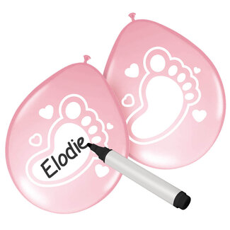 Folat Beschrijfbare Ballonnen Baby Meisje - 6 stuks