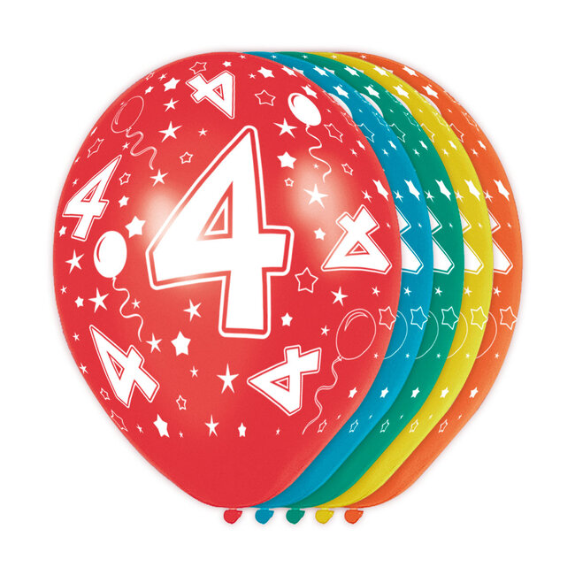 4 Jaar Verjaardag Ballonnen - 5 stuks