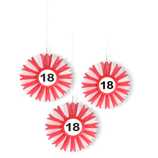 Folat 18 Jaar Verkeersbord Honeycomb Waaier - 3 stuks