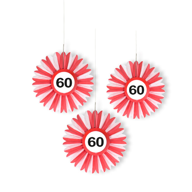 60 Jaar Verkeersbord Honeycomb Waaier - 3 stuks
