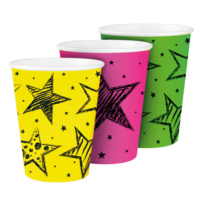 Neon Party Bekers 250ml - 6 stuks