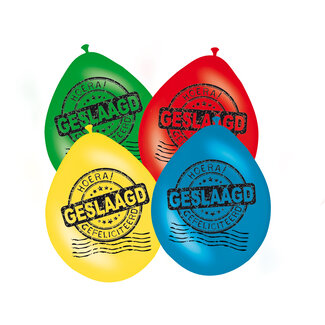 Folat Meerkleurige Geslaagd Ballonnen 30cm - 8 stuks