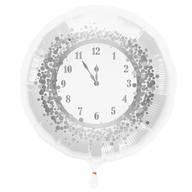 Happy New Year Folieballon Wit-Zilver - 45cm