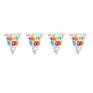 Folat Happy Bday Stippen Vlaggenlijn - 10 meter