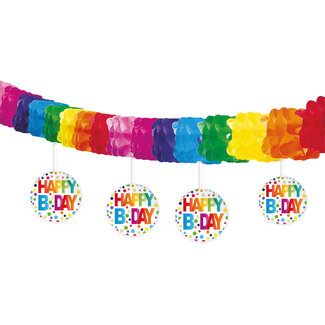 Folat Happy Bday Stippen Slinger met Onderhanger - 4 meter