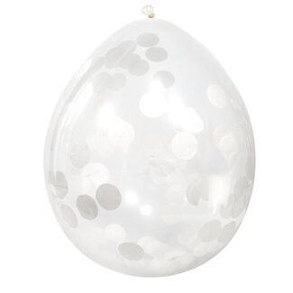 Folat Ballonnen met Witte Confetti 30cm - 4 stuks