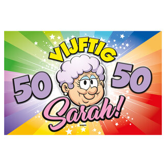 Folat 50 jaar Sarah Regenboog Deurbord - 58x37cm