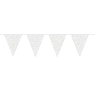 Folat Witte Glitter Vlaggenlijn - 6 meter
