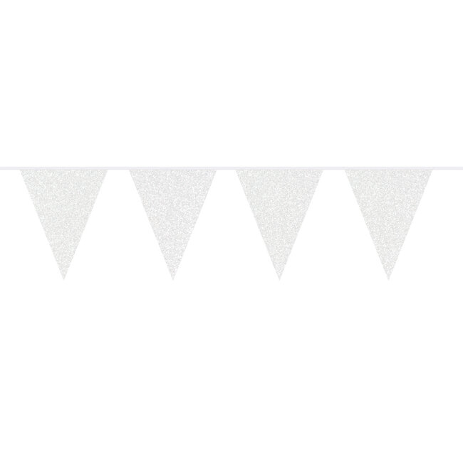 Witte Glitter Vlaggenlijn - 6 meter