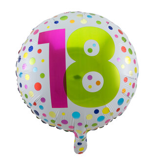 Folat 18 Jaar Happy Bday Dots Folieballon - 45cm
