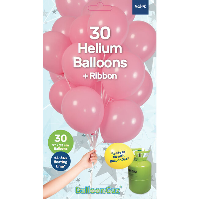 Lichtroze Ballonnen met Lint 23cm - 30 stuks