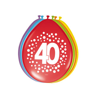 Folat Ballonnen 40 Jaar Happy Bday Dots 30cm - 8 stuks