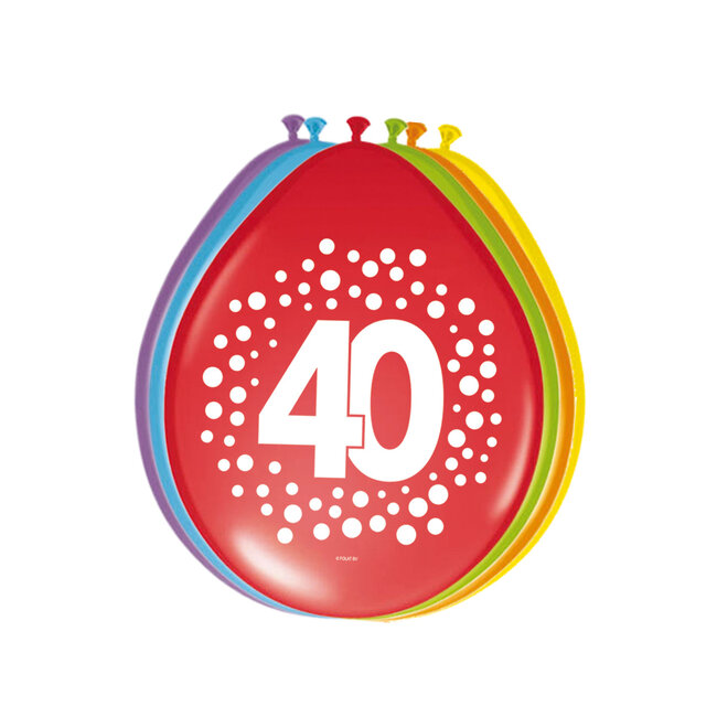 Ballonnen 40 Jaar Happy Bday Dots 30cm - 8 stuks