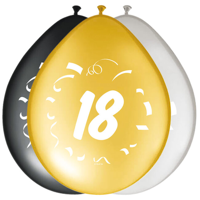 18 Jaar Stijlvol Feest Ballonnen 30cm - 8 stuks