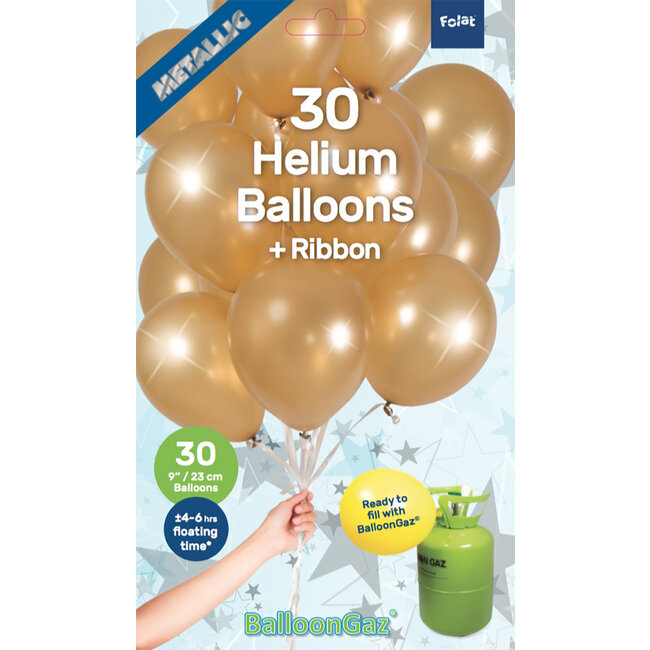 Goudkleurige Ballonnen met Lint 23cm - 30 stuks