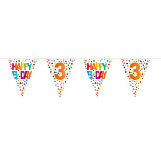 Folat 3 Jaar Happy Bday Dots Vlaggenlijn - 10 meter