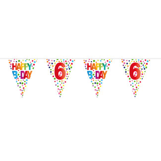 Folat 6 Jaar Happy Bday Dots Vlaggenlijn - 10 meter
