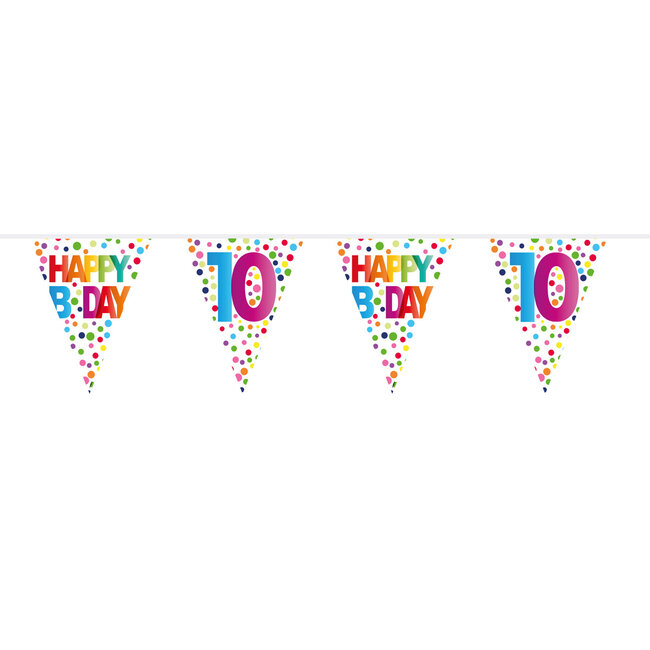 10 Jaar Happy Bday Dots Vlaggenlijn - 10 meter