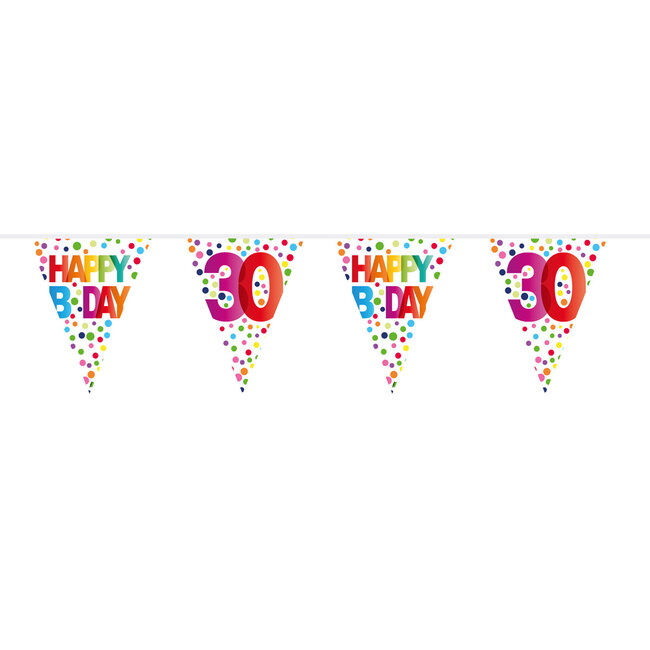 30 Jaar Happy Bday Dots Vlaggenlijn - 10 meter