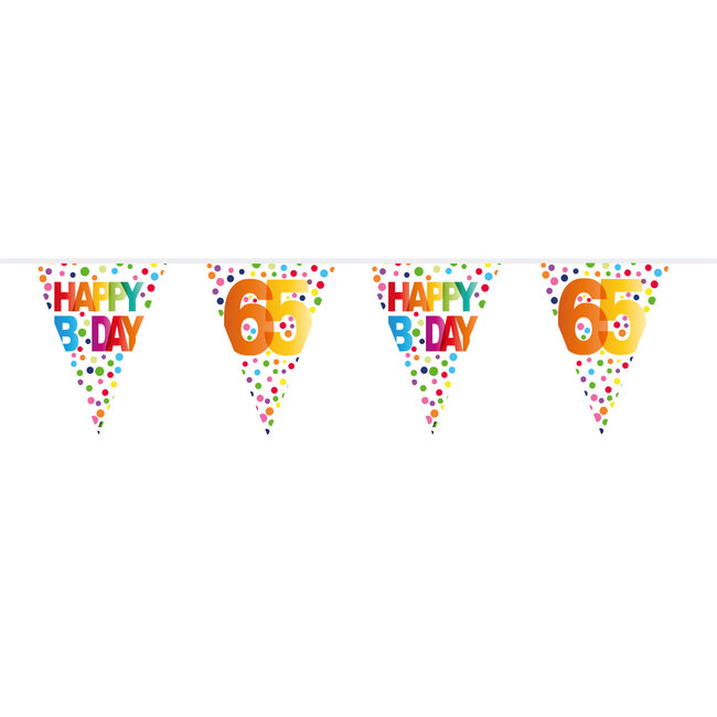 65 Jaar Happy Bday Dots Vlaggenlijn - 10 meter