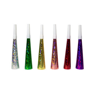 Folat Meerkleurige Holografische Toeters 19cm - 6 stuks