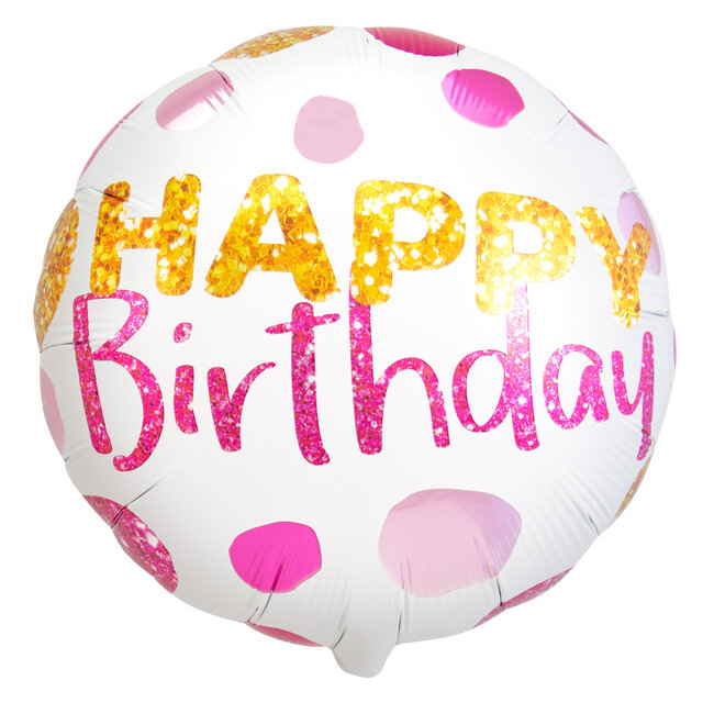 Folieballon 'Happy Birthday!' Stippen - 45cm