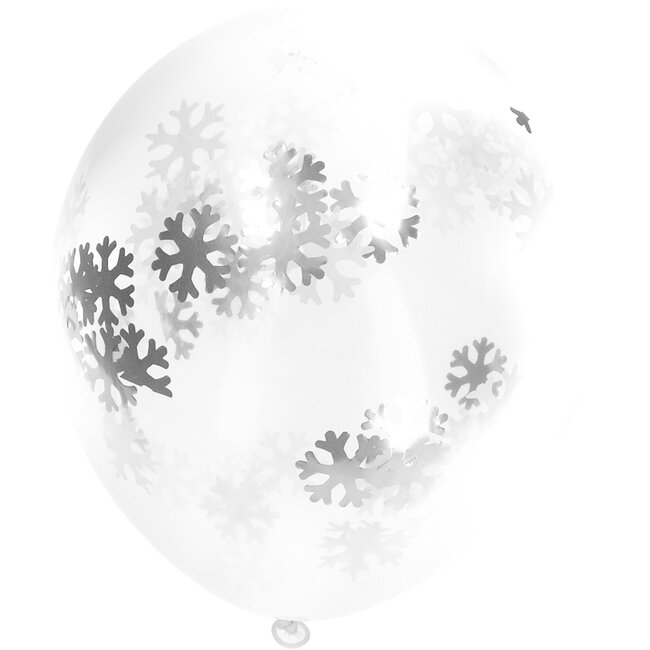 Ballonnen met Sneeuwvlokken Confetti 30cm - 4 stuks