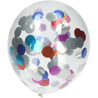Folat Ballonnen met Meerkleurige Folie Confetti 30cm - 4 stuks