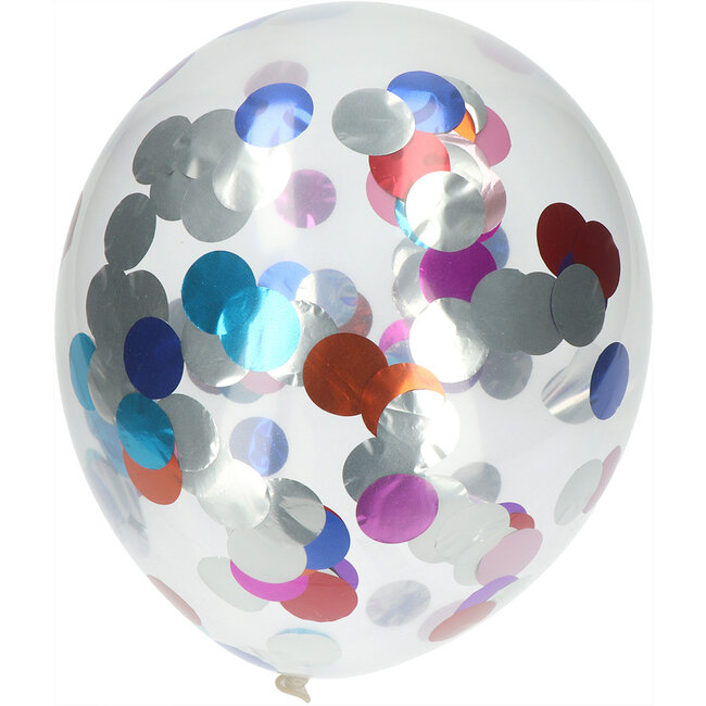 Ballonnen met Meerkleurige Folie Confetti 30cm - 4 stuks