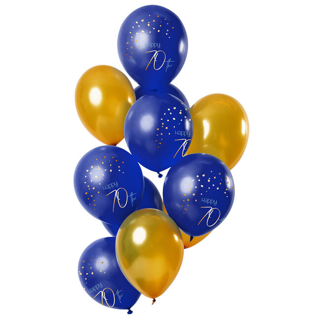 Ballonnen Elegant True Blue 70 Jaar 33cm - 12 stuks
